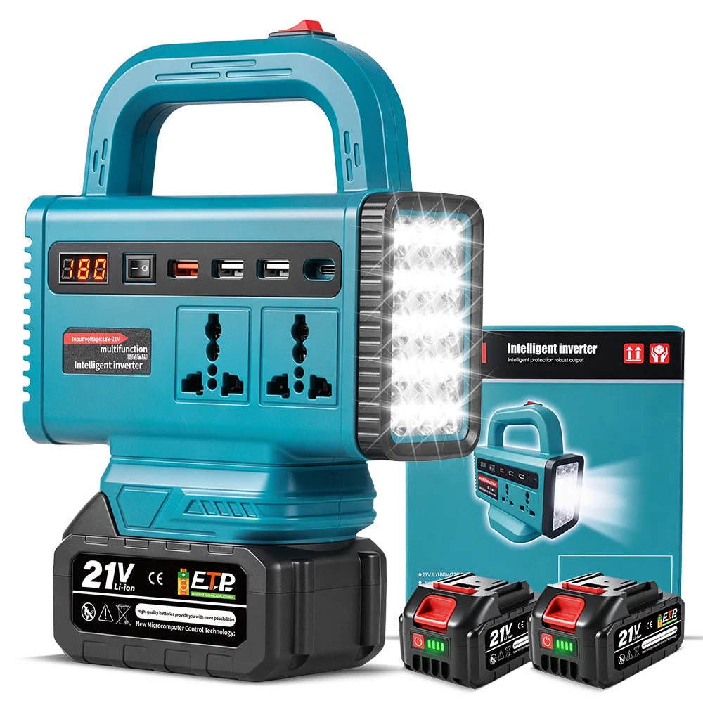 Multifunction Portable Inverter with 14.8V Battery, Universal Sockets, USB Ports & LED Torch | Best Portable Power Station India