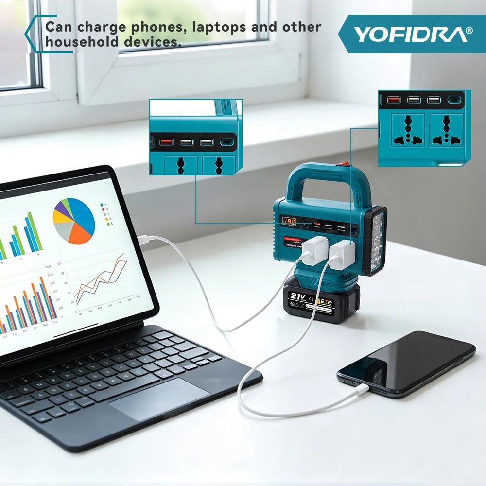 Multifunction Portable Inverter with 14.8V Battery, Universal Sockets, USB Ports & LED Torch | Best Portable Power Station India
