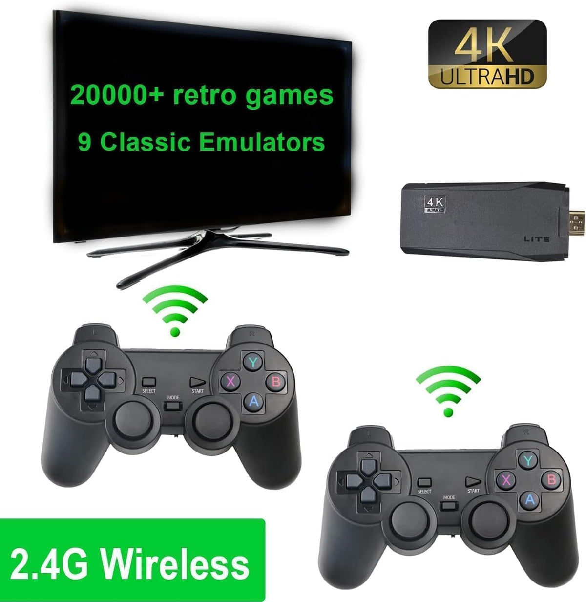 AT15 Retro Gamestick with 21000+ Games & Dual Wireless Controllers | Best Retro Gaming Console India