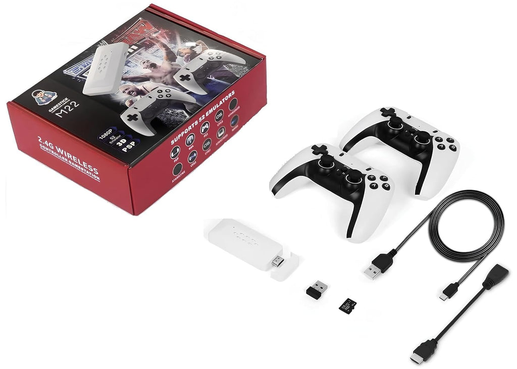 M22 V2.0 Gamestick with 25000+ Games, PSP Classics & PS5 Inspired White Controllers | Best Gaming Console Under ₹3000