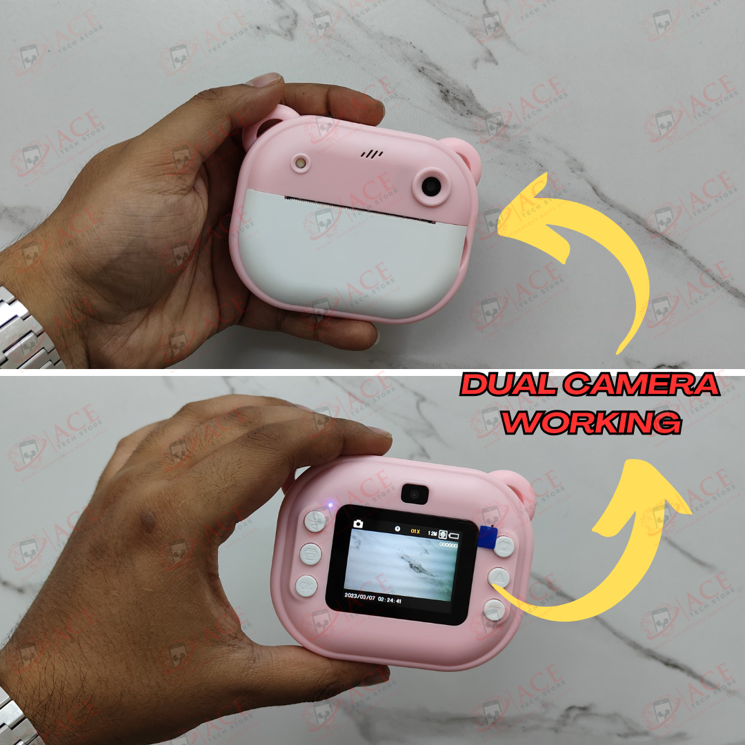 Dual Camera Instant Thermal Printer — Click & Print Photos Instantly | Free Extra Roller