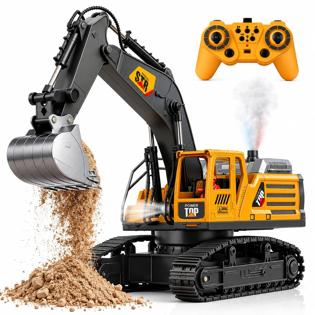 RC JCB Excavator with Working Arm, 360° Rotation, Metal Bucket & Free Dump Truck | Best RC Construction Toy