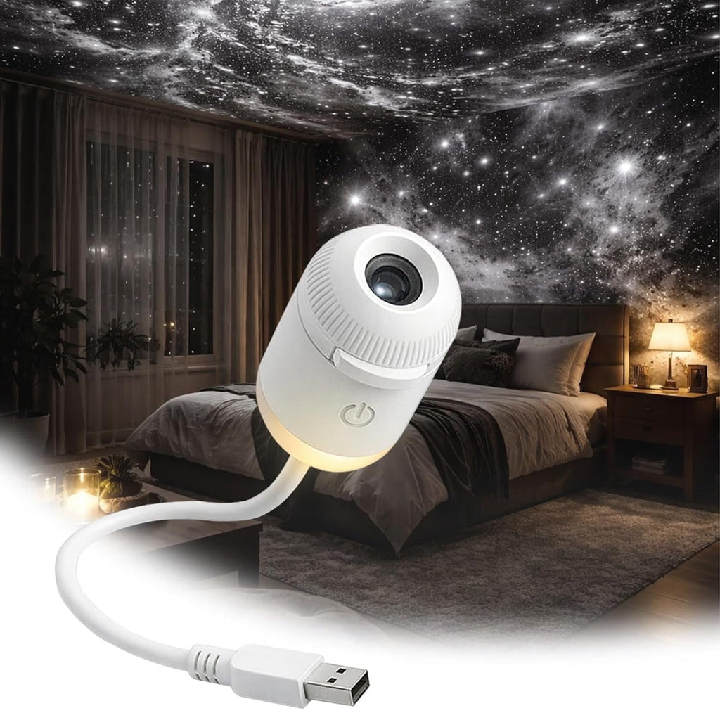 USB Galaxy Star Projector with 6 Slides, 360° Projection & Night Light | Best Room Decor Projector India