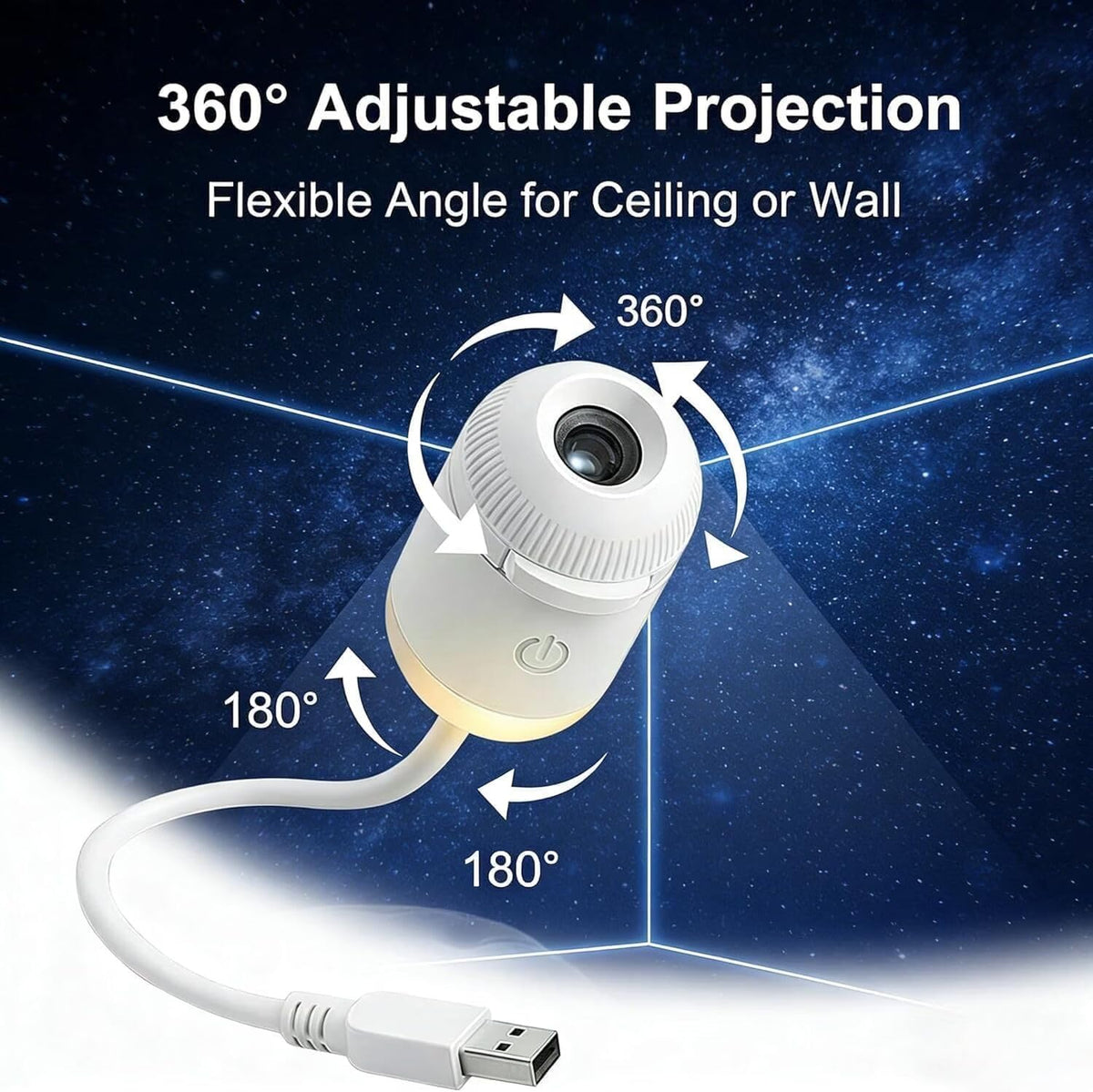 USB Galaxy Star Projector with 6 Slides, 360° Projection & Night Light | Best Room Decor Projector India