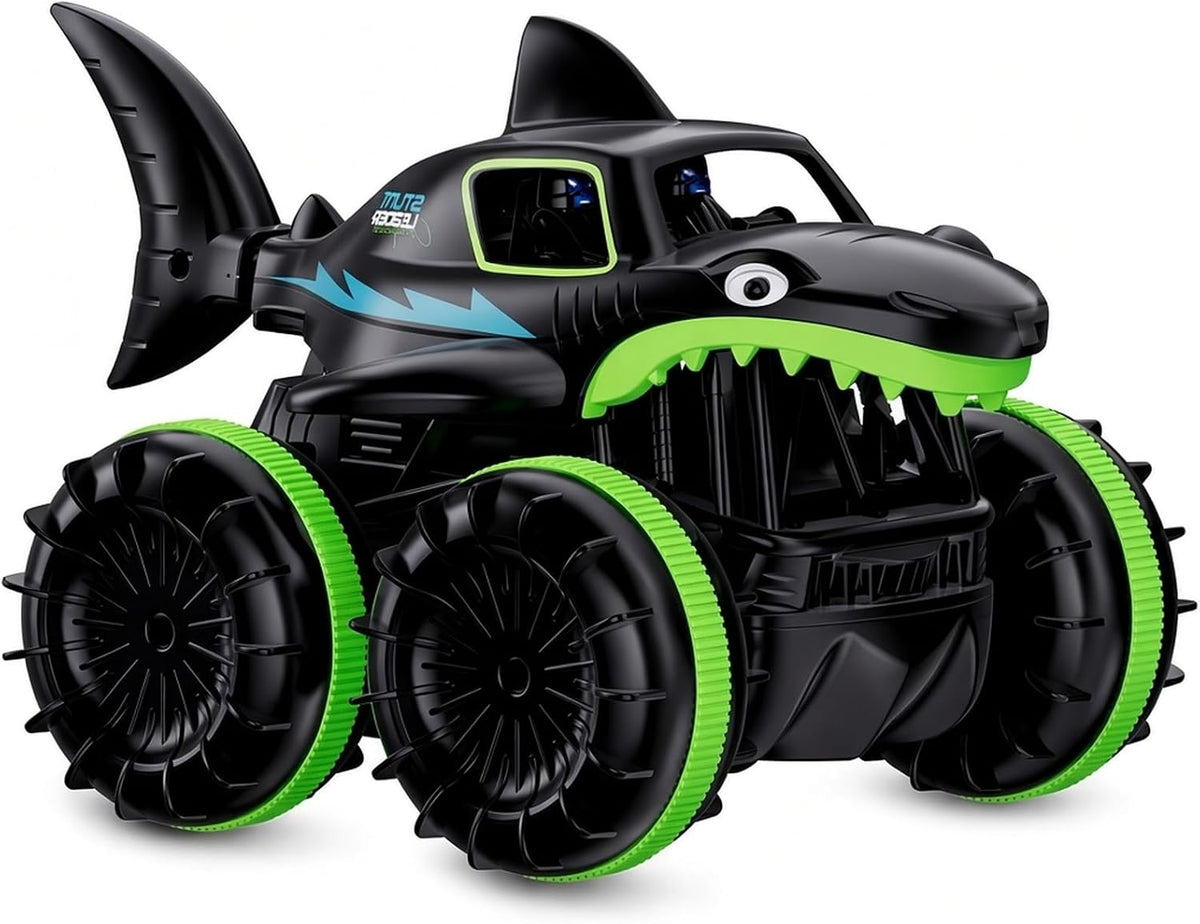 2 in 1 Shark RC Stunt Car — Runs on Land & Water | 360° Flip, LED Lights & Rechargeable
