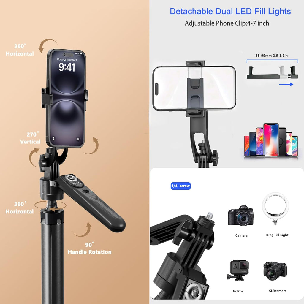 Ring Light Selfie Stick with Expandable Tripod & Bluetooth Remote | Best Ring Light Selfie Stick India