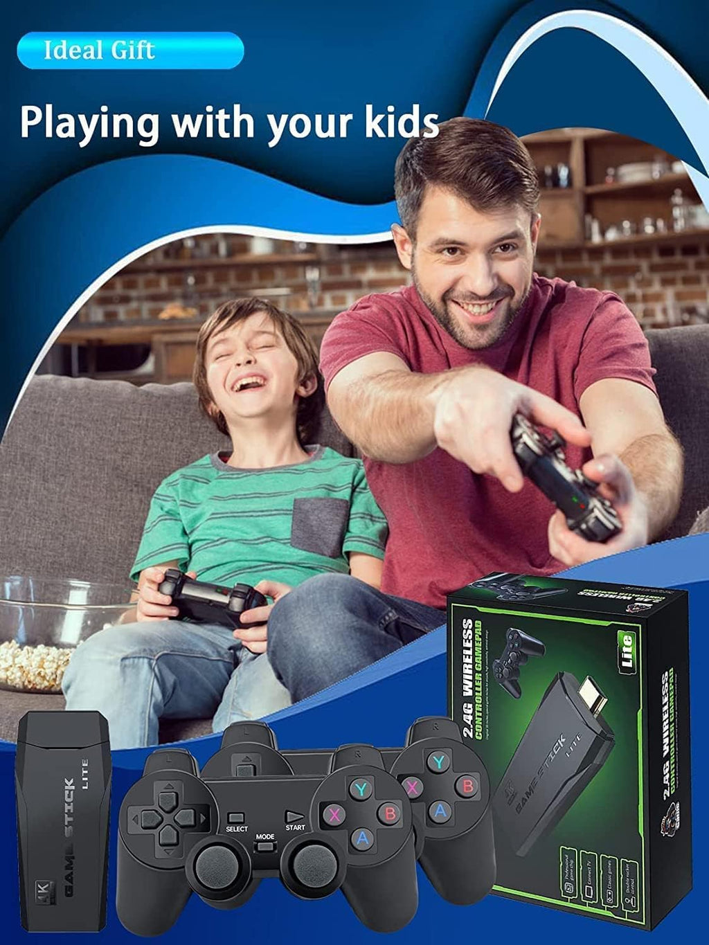AT15 Retro Gamestick with 21000+ Games & Dual Wireless Controllers | Best Retro Gaming Console India
