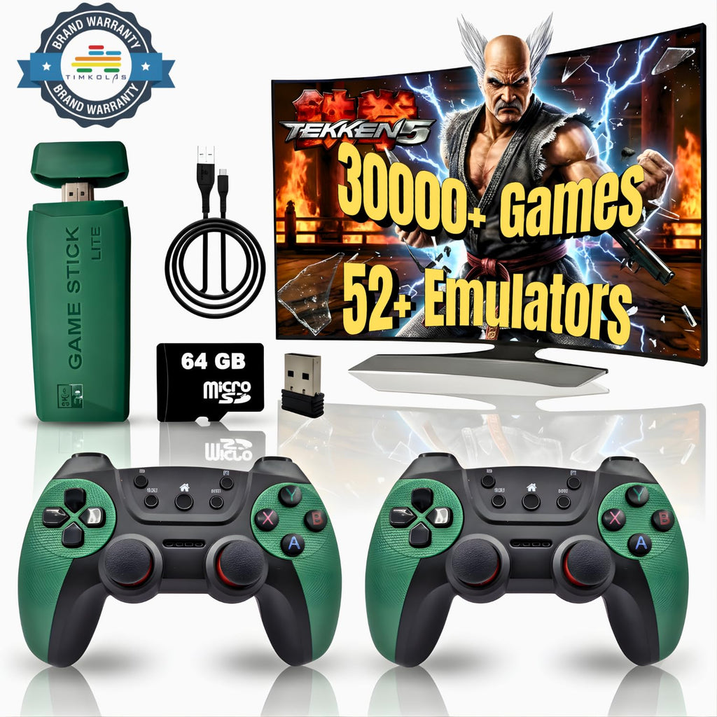 M22 Ultra Gamestick with Green Black Gaming Controllers, 25000+ Games & PSP Classics | New Gaming Stick