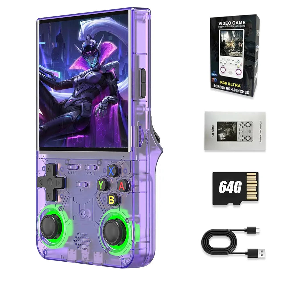 R36 Ultra Handheld Console with RGB Joysticks, 4 Inch Display & 20000+ Games | Best RGB Handheld India