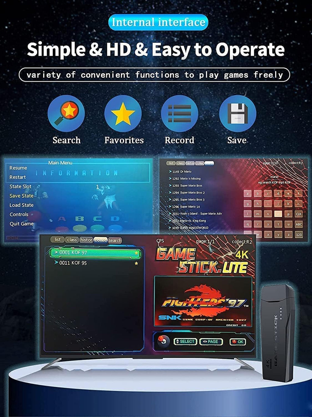 AT15 Retro Gamestick with 21000+ Games & Dual Wireless Controllers | Best Retro Gaming Console India