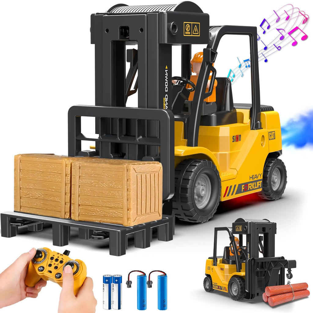 1:24 RC Forklift Toy for Kids, 2 in 1 Lift Fork & Hook Dual Modes