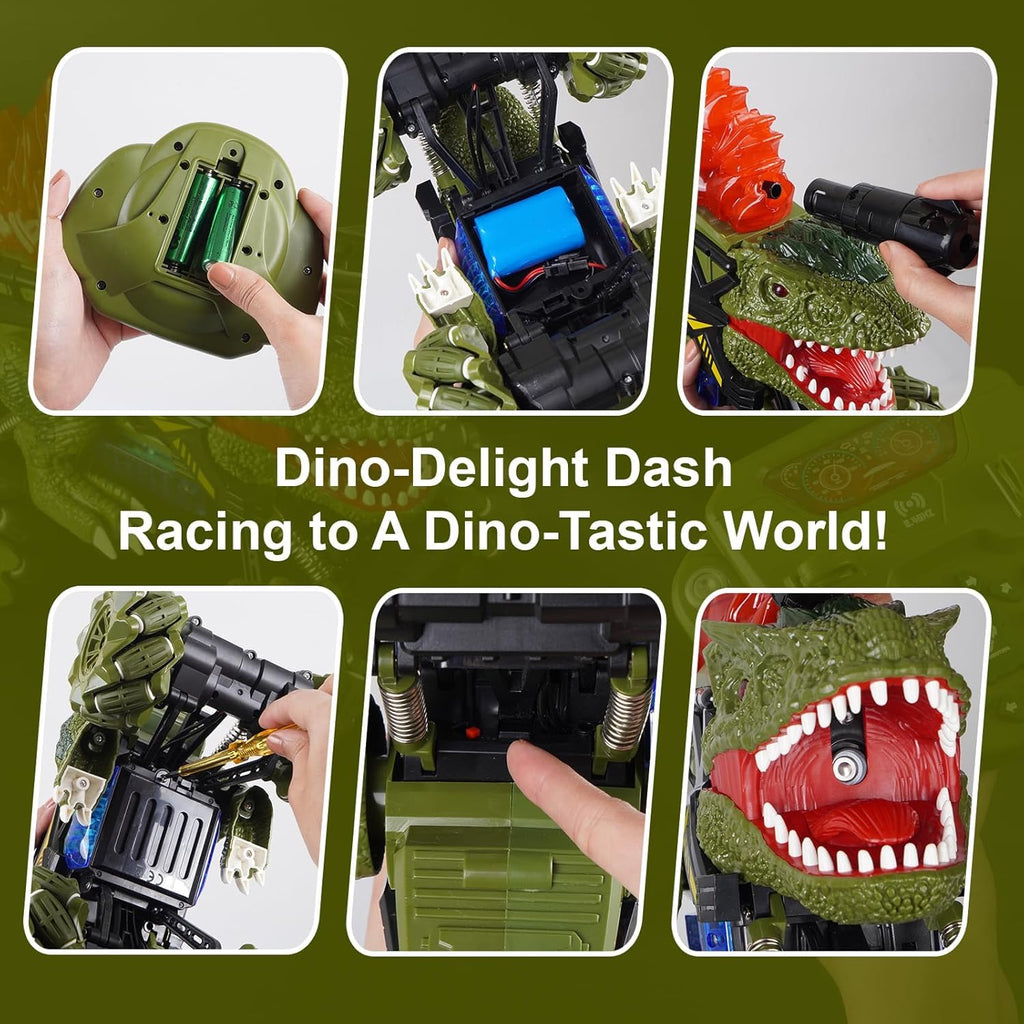 Dinosaur RC Car with Fog Smoke, Bubble Shoot & 4x4 Mechanical Tires | Best RC Toy for Kids India