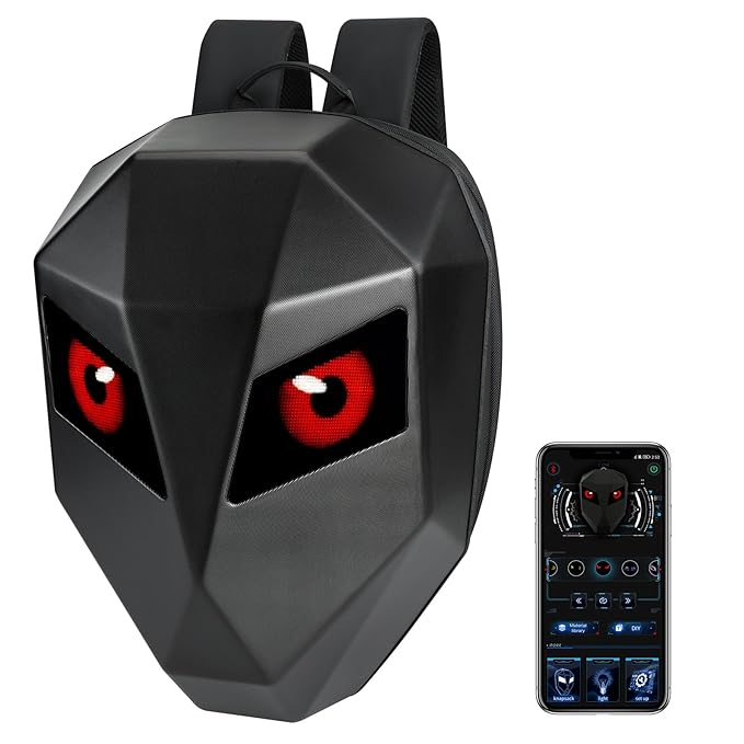 Eye Rover LED Smart Backpack with App Controlled Eyes, 19L Capacity & Helmet Storage | Most Unique Backpack India