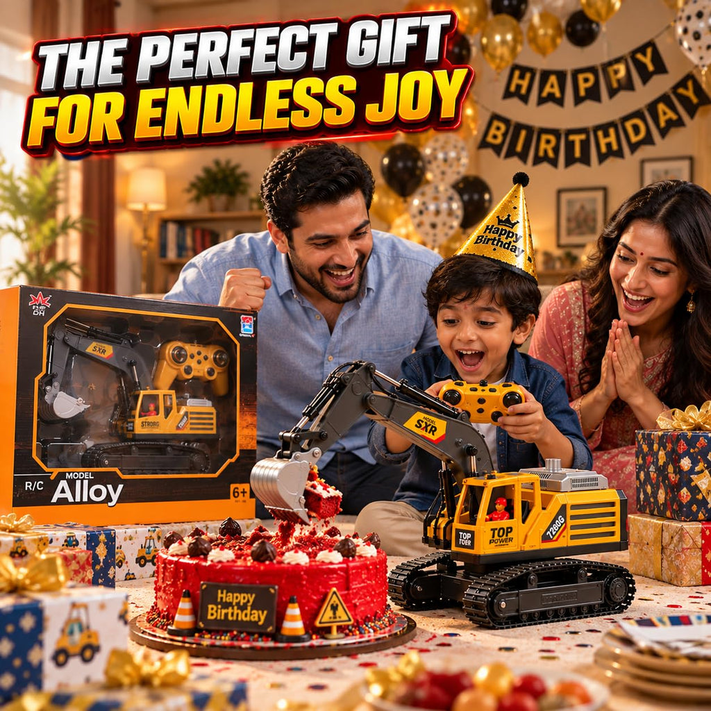 RC JCB Excavator with Working Arm, 360° Rotation, Metal Bucket & Free Dump Truck | Best RC Construction Toy
