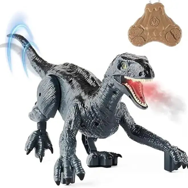 RC Walking Dinosaur Toy with Fog Spray, LED Lights & Unique Footprint Controller | Best Dino Toy India