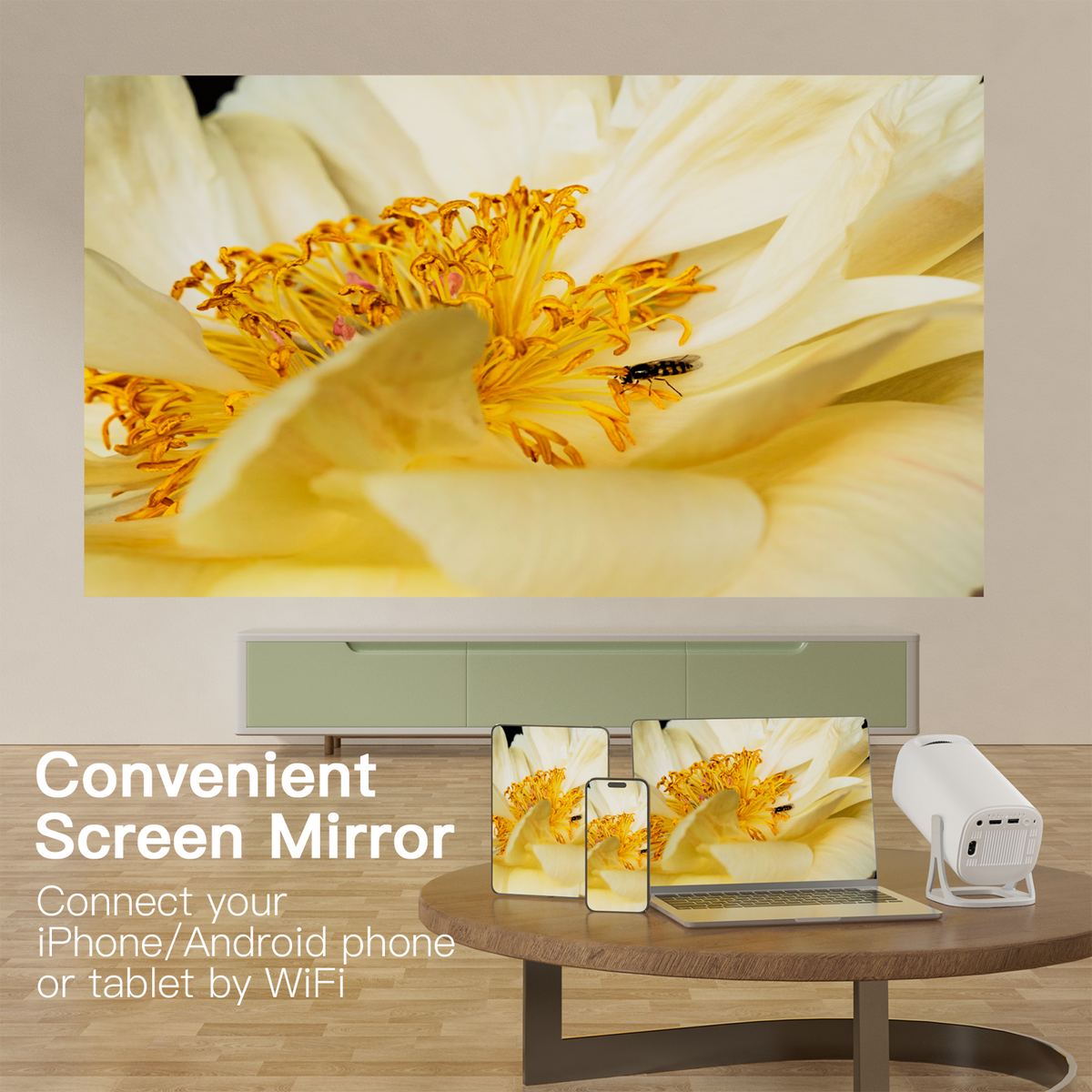 Android Smart Projector with 1440p, WiFi, Bluetooth & Built-in Streaming | Best Budget Projector India