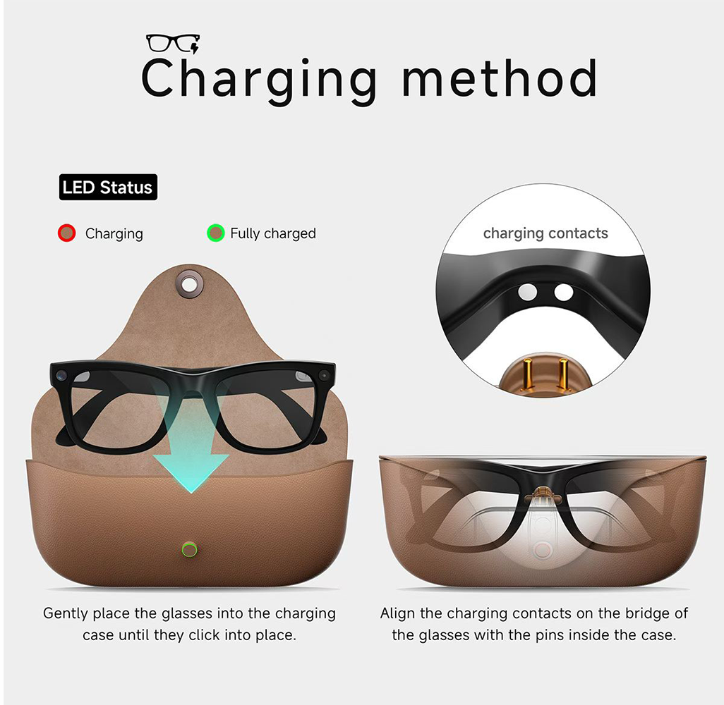 AI Smart Glasses with Camera, Charging Case, Calling & Music | Ray-Ban Meta Style | Best AI Glasses India