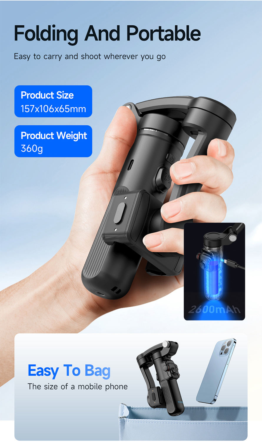 M02 3-Axis Gimbal with Active AI Face Tracking | Best Professional Gimbal Under ₹4000 India