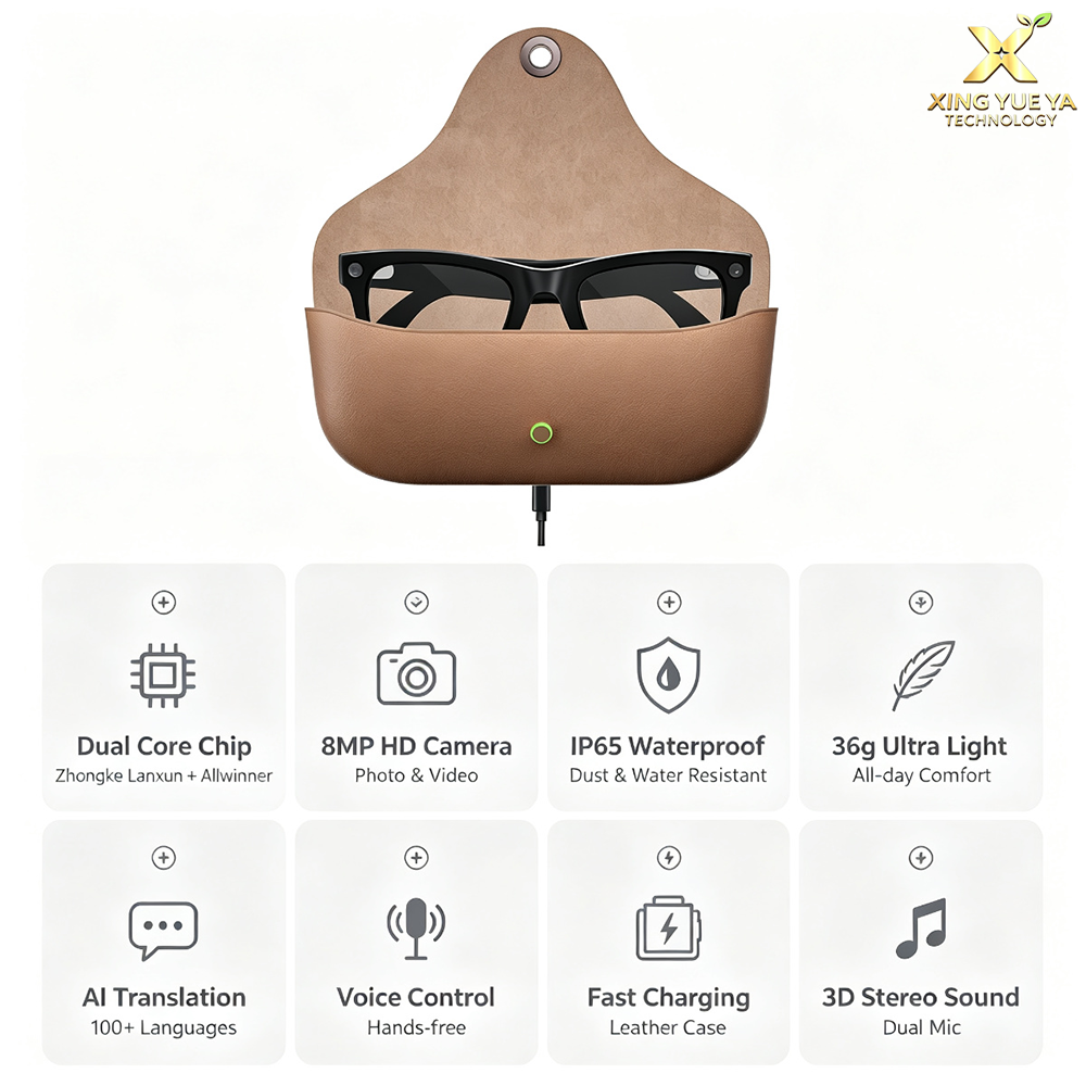 AI Smart Glasses with Camera, Charging Case, Calling & Music | Ray-Ban Meta Style | Best AI Glasses India