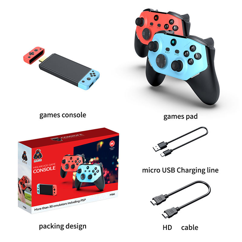X66 Gaming Console with Red Blue Dual Color Controllers, 4K Support & 25000+ Games | Best Looking Console India