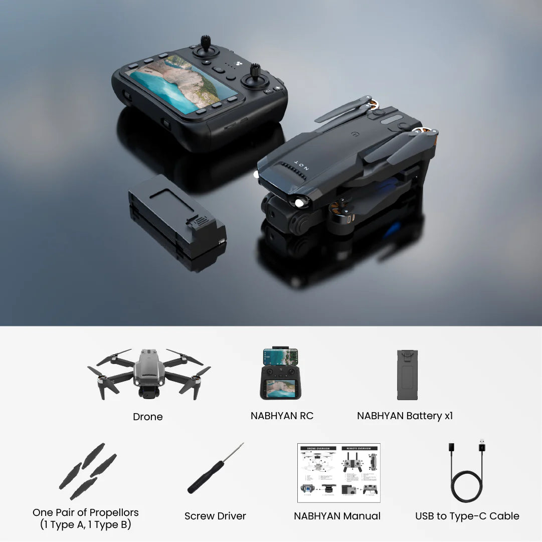 Nabhyan Pro 2.0 Made in India Drone with Display Controller, 1080p Wide Angle Camera & 6 Month Warranty