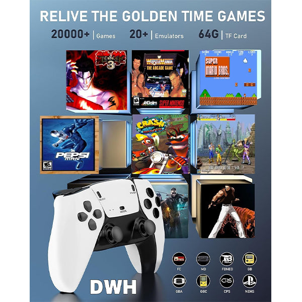 GS15 Gamestick with 21000 Games & PS5 Inspired White Controllers | Best Gaming Console Under ₹2000