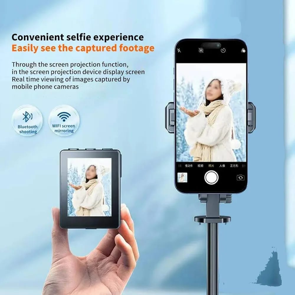 Selfie Stick with 2.5 Inch Screen Mirror & Tripod | See Yourself While Shooting | Best Selfie Stick India
