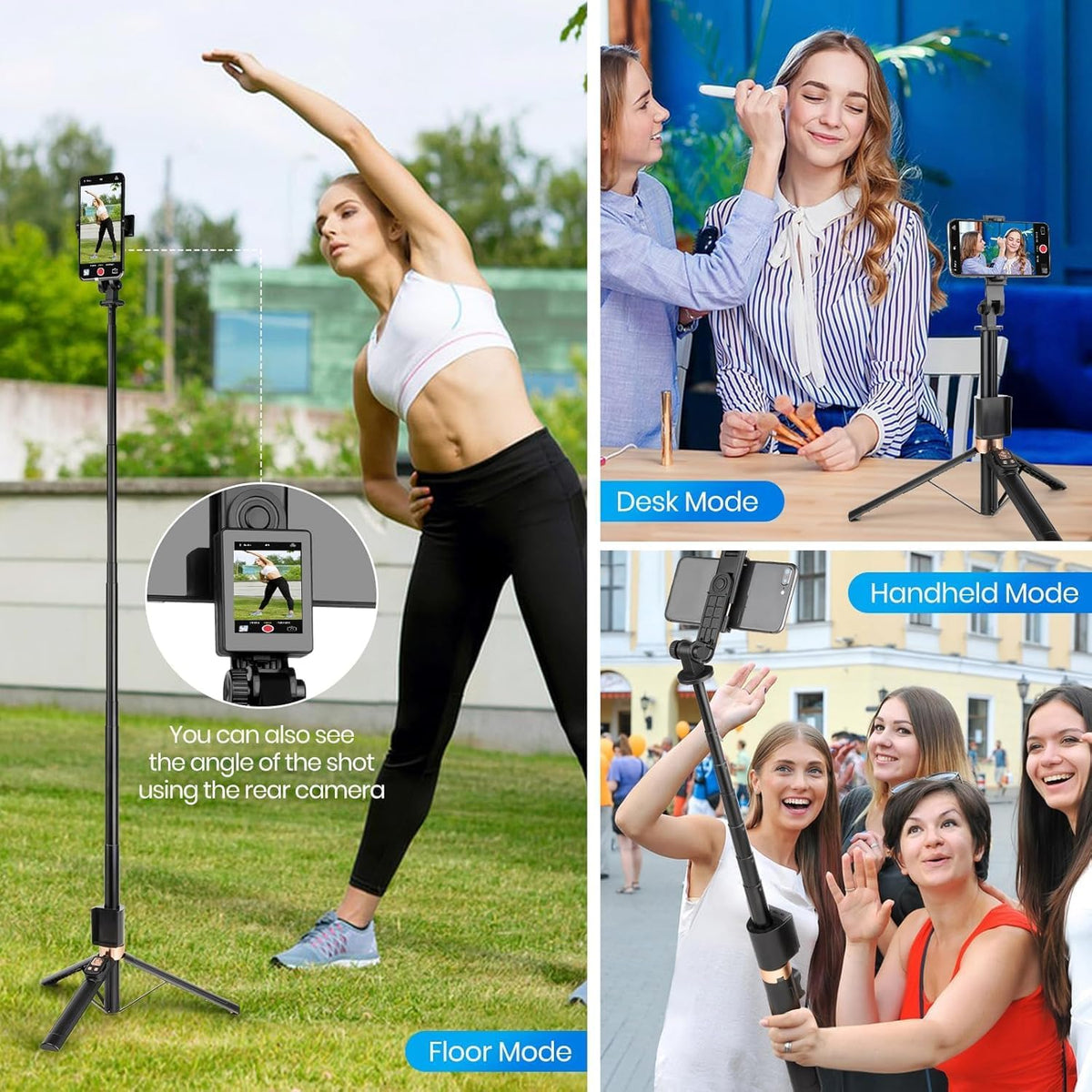Selfie Stick with 2.5 Inch Screen Mirror & Tripod | See Yourself While Shooting | Best Selfie Stick India