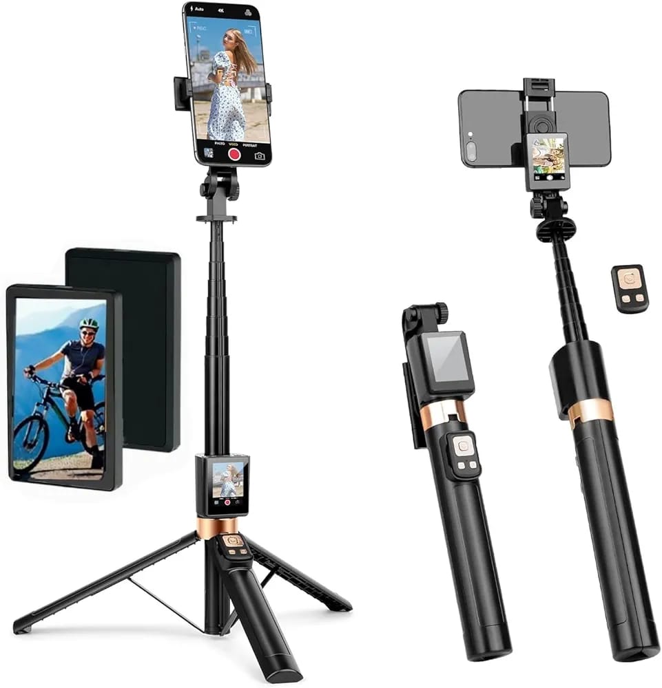 Selfie Stick with 2.5 Inch Screen Mirror & Tripod | See Yourself While Shooting | Best Selfie Stick India