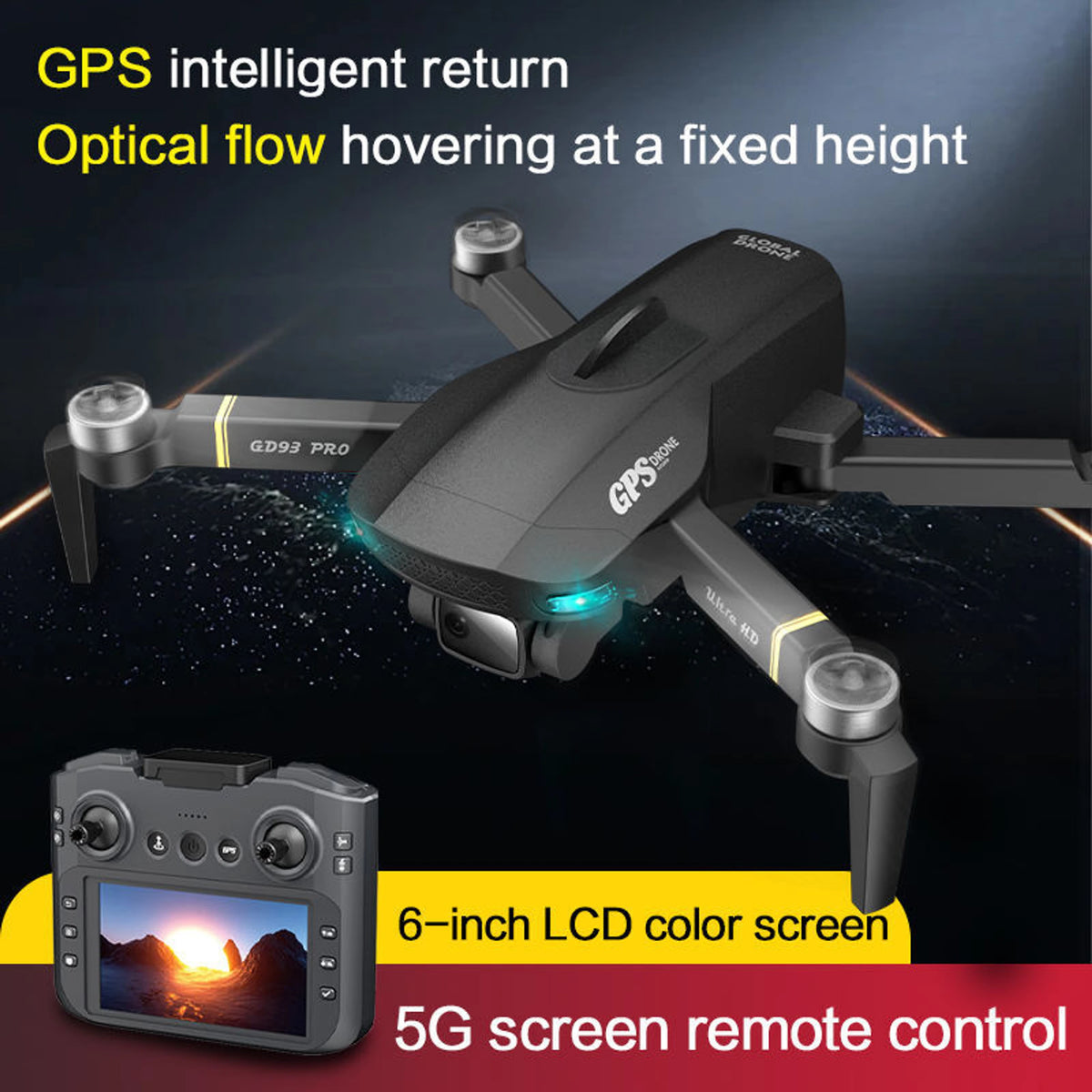GD93 GPS Drone with Big Display Controller & Crystal Clear Camera | Best GPS Drone Under ₹10000