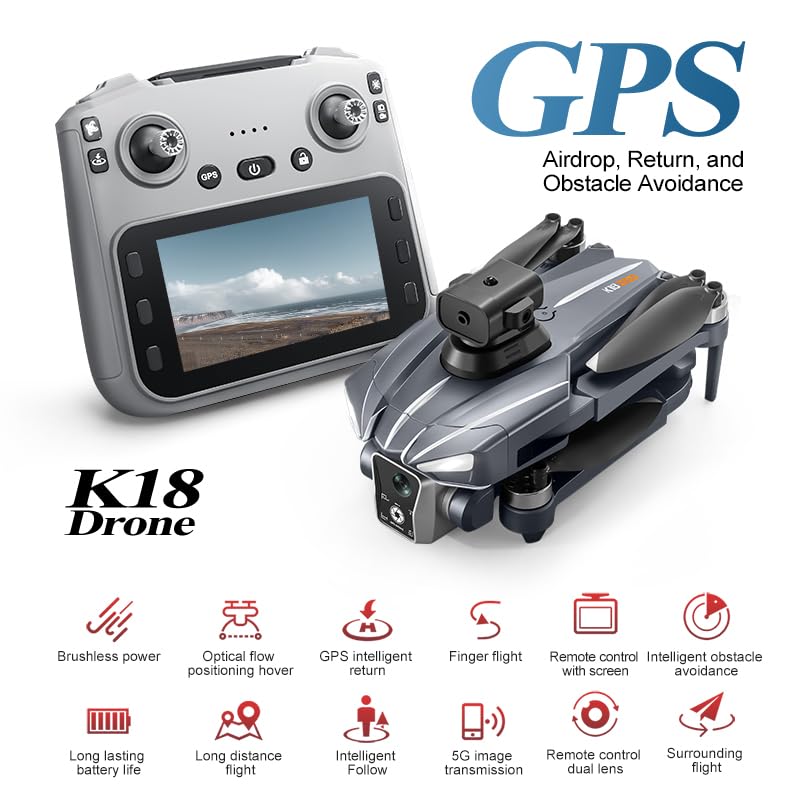 K18 Max GPS Drone with 1080p Camera & Big Display Controller | Best GPS Drone Under ₹10000